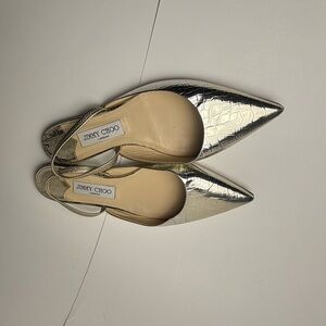 Jimmy Choo Metallic Silver slingback flats size 39